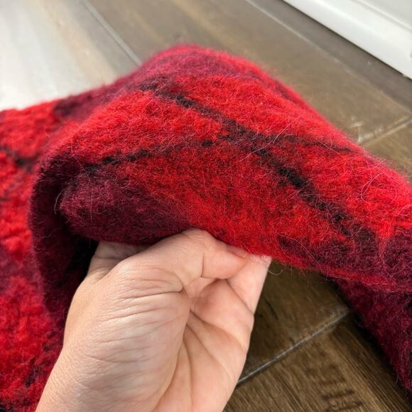 Zara Size S Red Knit Long Sleeve Sweater Chevron Argyle, Ribbed Hem & Cuffs - Picture 16 of 16